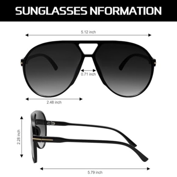 Retro Aviator Sunglasses Oversized Classic Vintage Trendy Square Frames main image 4